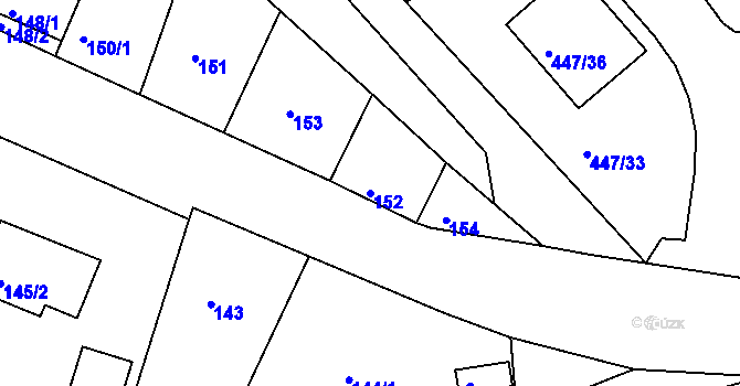 Parcela st. 152 v KÚ Hosín, Katastrální mapa