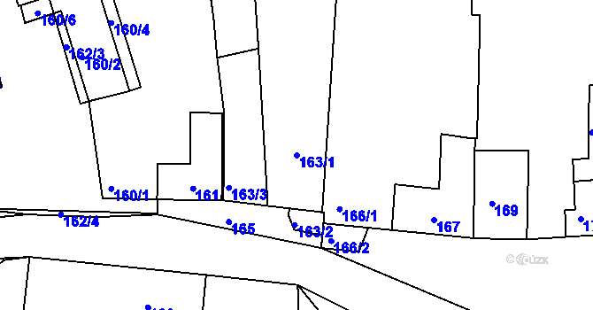Parcela st. 163/1 v KÚ Hosín, Katastrální mapa
