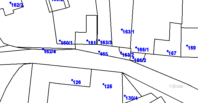 Parcela st. 165 v KÚ Hosín, Katastrální mapa