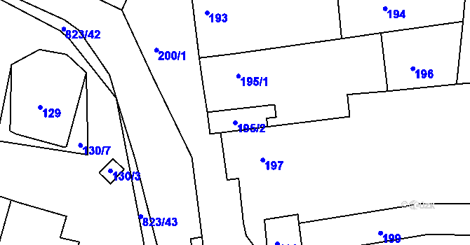 Parcela st. 195/2 v KÚ Hosín, Katastrální mapa
