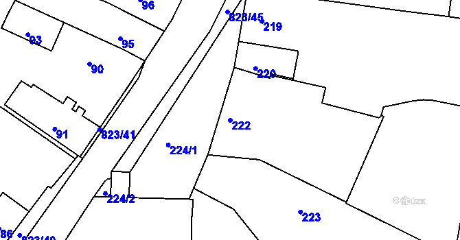 Parcela st. 222 v KÚ Hosín, Katastrální mapa