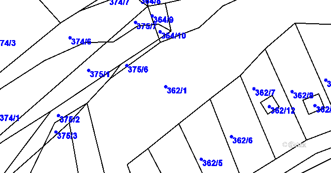 Parcela st. 362/1 v KÚ Hosín, Katastrální mapa