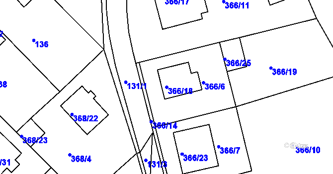 Parcela st. 366/18 v KÚ Hosín, Katastrální mapa