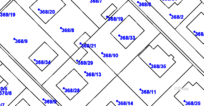 Parcela st. 368/10 v KÚ Hosín, Katastrální mapa