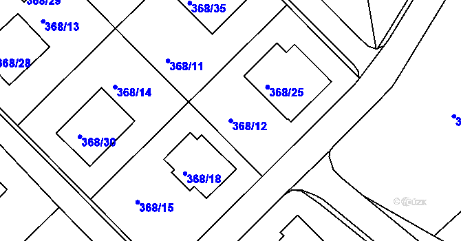 Parcela st. 368/12 v KÚ Hosín, Katastrální mapa