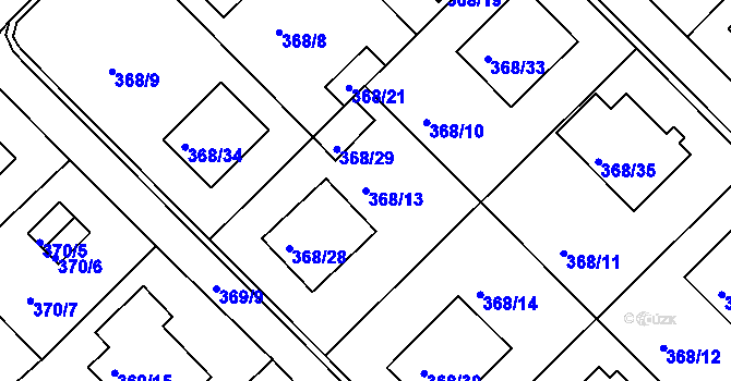 Parcela st. 368/13 v KÚ Hosín, Katastrální mapa