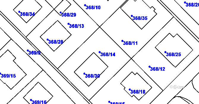 Parcela st. 368/14 v KÚ Hosín, Katastrální mapa