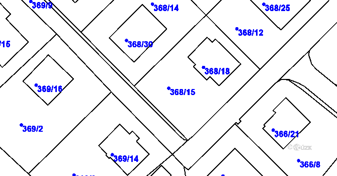 Parcela st. 368/15 v KÚ Hosín, Katastrální mapa