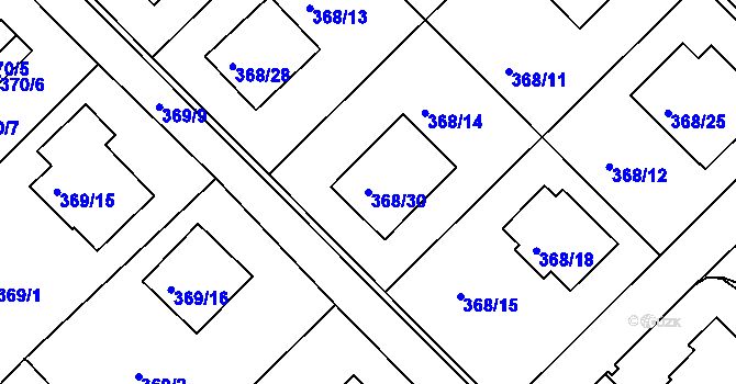 Parcela st. 368/30 v KÚ Hosín, Katastrální mapa