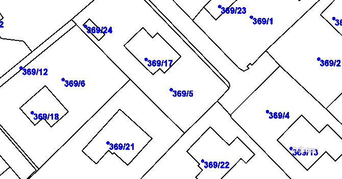 Parcela st. 369/5 v KÚ Hosín, Katastrální mapa