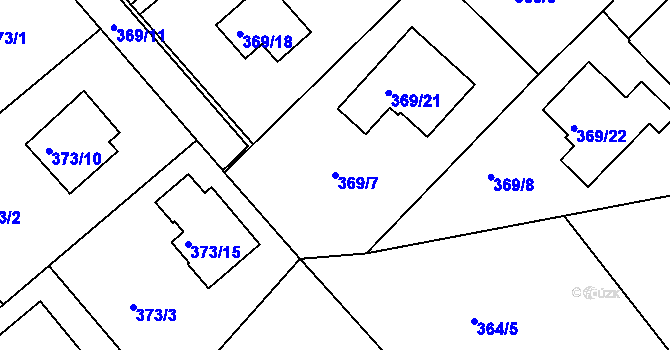 Parcela st. 369/7 v KÚ Hosín, Katastrální mapa