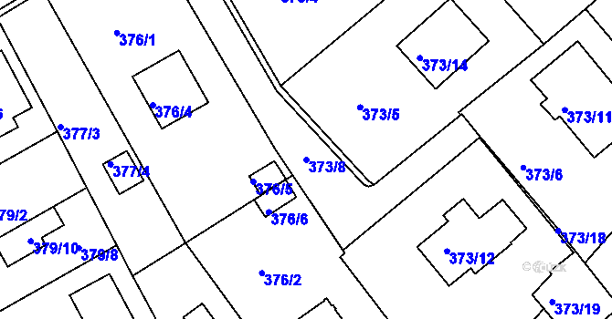 Parcela st. 373/8 v KÚ Hosín, Katastrální mapa