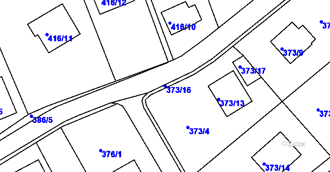 Parcela st. 373/16 v KÚ Hosín, Katastrální mapa
