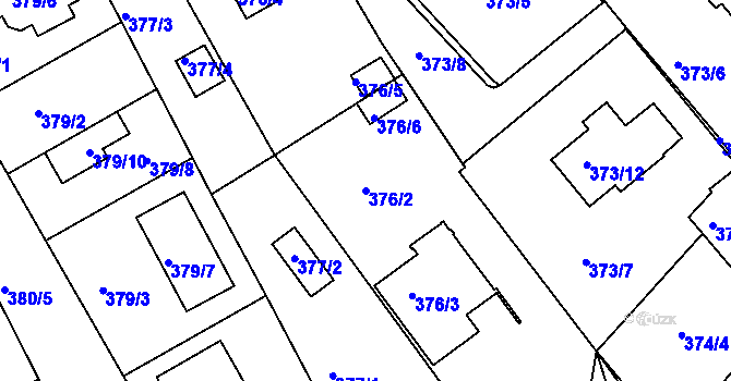 Parcela st. 376/2 v KÚ Hosín, Katastrální mapa