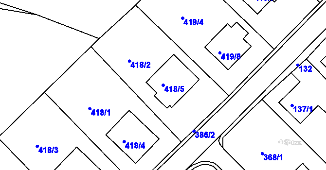 Parcela st. 418/5 v KÚ Hosín, Katastrální mapa