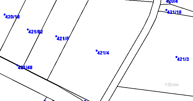 Parcela st. 421/4 v KÚ Hosín, Katastrální mapa