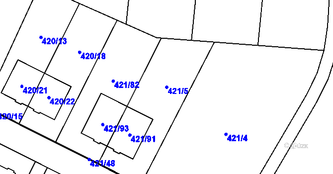 Parcela st. 421/5 v KÚ Hosín, Katastrální mapa