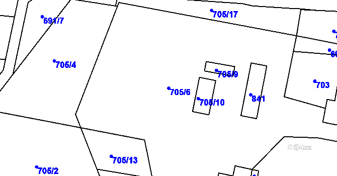 Parcela st. 705/6 v KÚ Hosín, Katastrální mapa