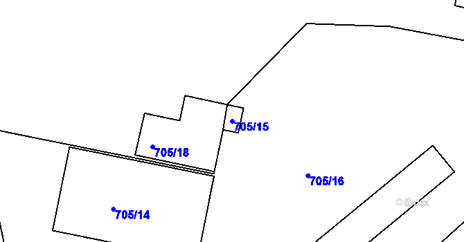 Parcela st. 705/15 v KÚ Hosín, Katastrální mapa