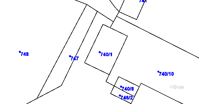 Parcela st. 740/1 v KÚ Hosín, Katastrální mapa