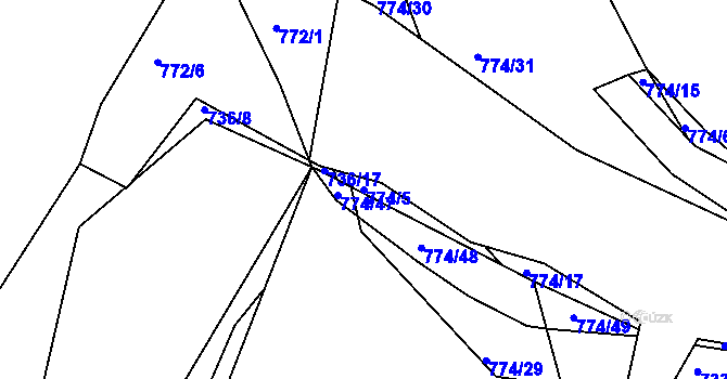 Parcela st. 774/5 v KÚ Hosín, Katastrální mapa