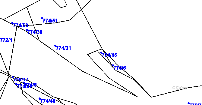 Parcela st. 774/15 v KÚ Hosín, Katastrální mapa