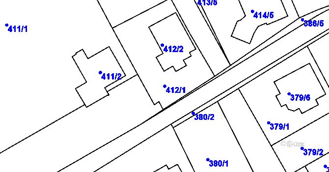 Parcela st. 412/1 v KÚ Hosín, Katastrální mapa