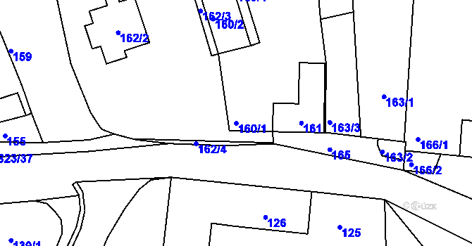Parcela st. 160/1 v KÚ Hosín, Katastrální mapa