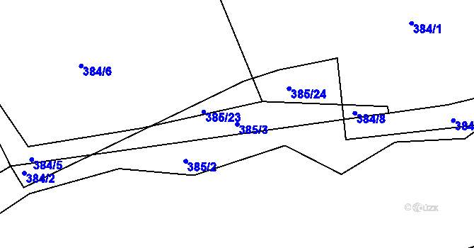 Parcela st. 385/3 v KÚ Hosín, Katastrální mapa