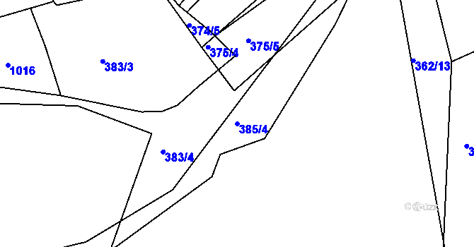 Parcela st. 385/4 v KÚ Hosín, Katastrální mapa
