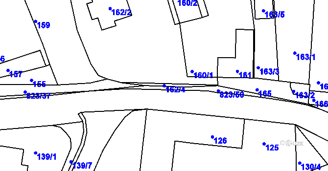 Parcela st. 162/4 v KÚ Hosín, Katastrální mapa