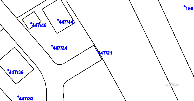 Parcela st. 447/21 v KÚ Hosín, Katastrální mapa