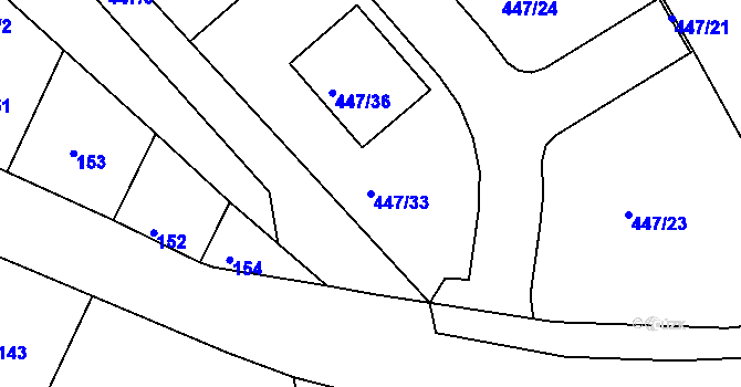 Parcela st. 447/33 v KÚ Hosín, Katastrální mapa