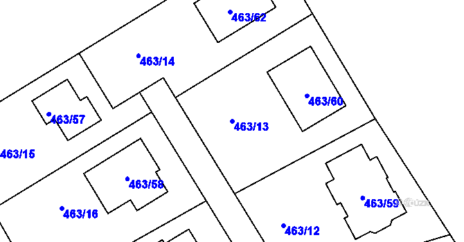 Parcela st. 463/13 v KÚ Hosín, Katastrální mapa