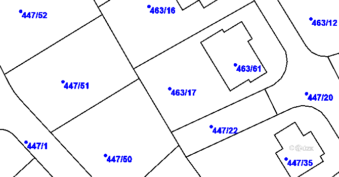 Parcela st. 463/17 v KÚ Hosín, Katastrální mapa