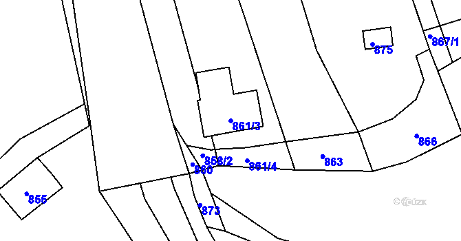 Parcela st. 861/3 v KÚ Hosín, Katastrální mapa