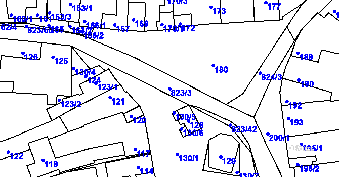 Parcela st. 823/3 v KÚ Hosín, Katastrální mapa