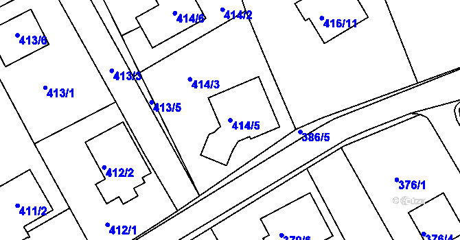 Parcela st. 414/5 v KÚ Hosín, Katastrální mapa