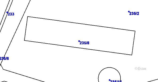 Parcela st. 235/8 v KÚ Hosín, Katastrální mapa