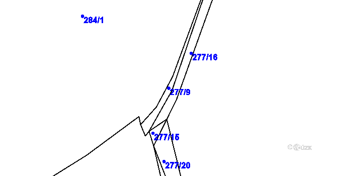 Parcela st. 277/9 v KÚ Hosín, Katastrální mapa