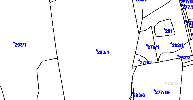 Parcela st. 293/4 v KÚ Hosín, Katastrální mapa