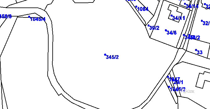 Parcela st. 345/2 v KÚ Hosín, Katastrální mapa
