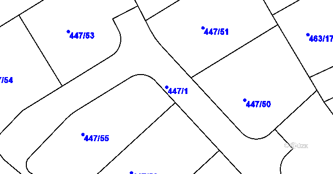 Parcela st. 447/1 v KÚ Hosín, Katastrální mapa