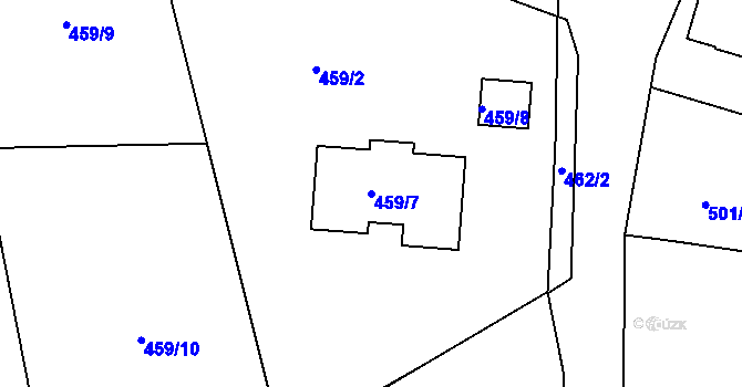Parcela st. 459/7 v KÚ Hosín, Katastrální mapa