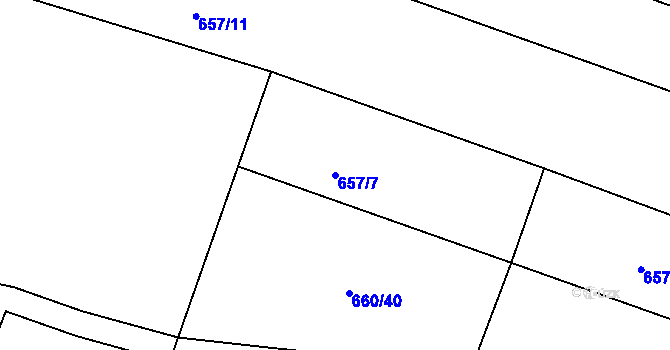 Parcela st. 657/7 v KÚ Hosín, Katastrální mapa