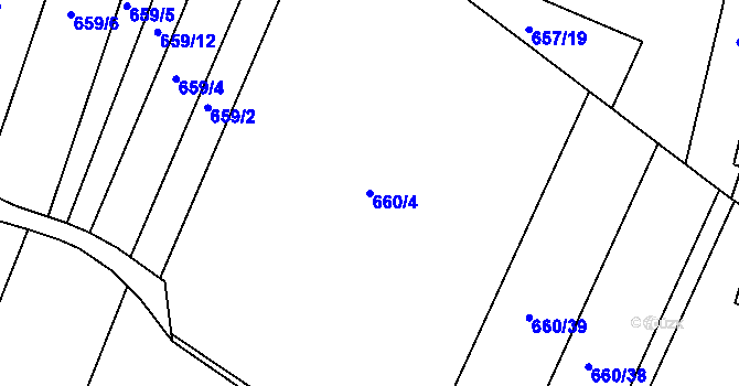 Parcela st. 660/4 v KÚ Hosín, Katastrální mapa