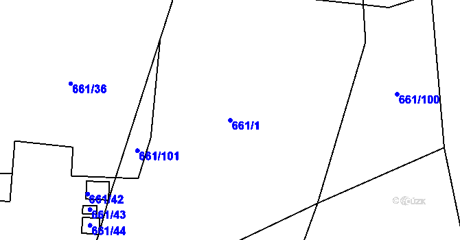 Parcela st. 661/1 v KÚ Hosín, Katastrální mapa