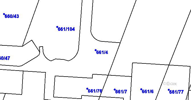 Parcela st. 661/4 v KÚ Hosín, Katastrální mapa