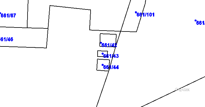 Parcela st. 661/43 v KÚ Hosín, Katastrální mapa