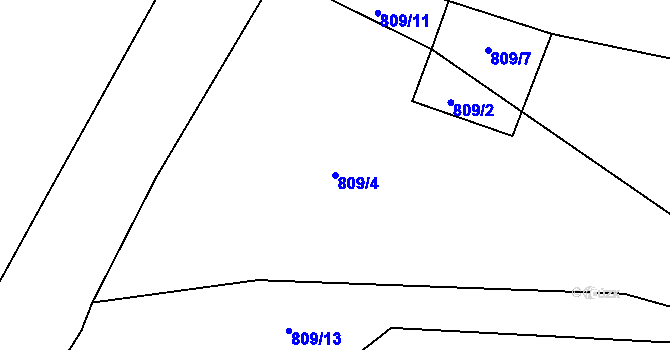 Parcela st. 809/4 v KÚ Hosín, Katastrální mapa